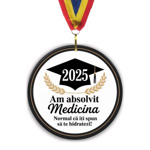 Medalie Absolvent Medicina - amuzant acril 7 cm