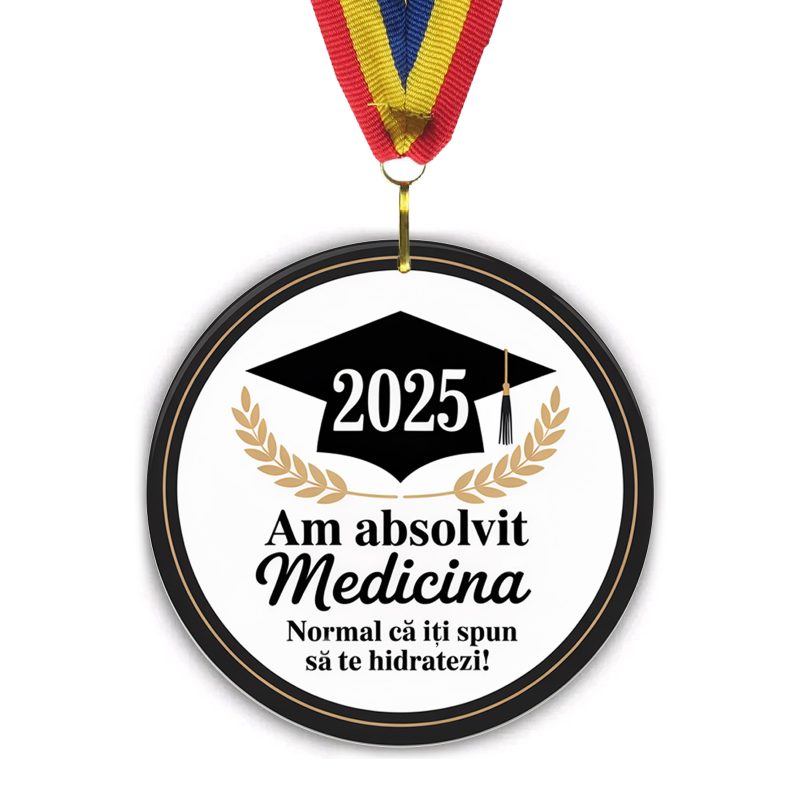 Medalie Absolvent Medicina - amuzant acril 7 cm