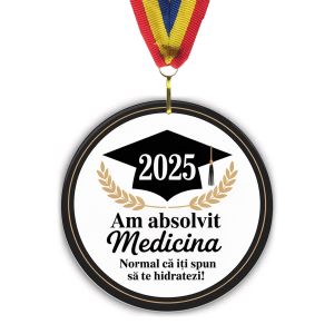 Medalie Absolvent Medicina - amuzant acril 7 cm