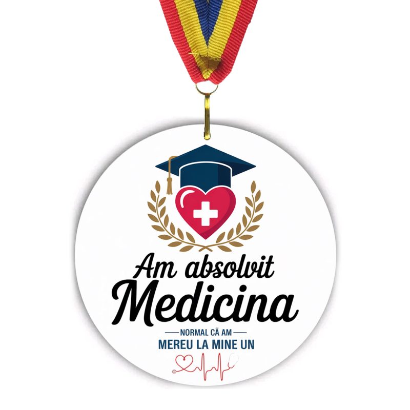 Medalie Absolvent Medicina model amuzant 2 - Acril 7 cm