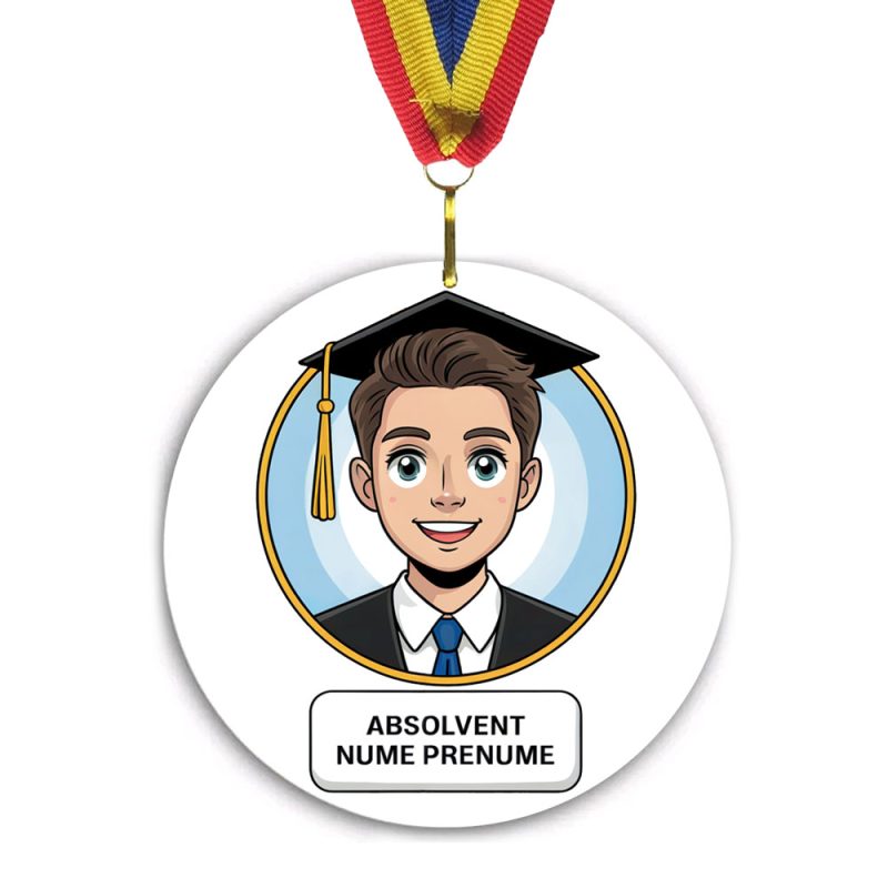Medalie Personalizata Absolvent Felicitari Baiat - Acrilic 7 cm