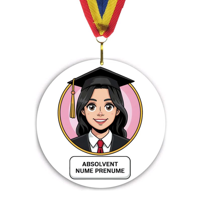 Medalie Personalizata Absolvent Felicitari Fata - Acrilic 7 cm