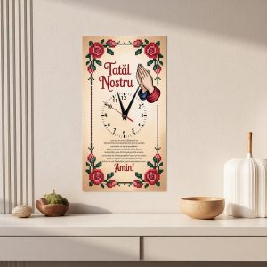 Ceas de perete Tatal Nostru 27x50 cm