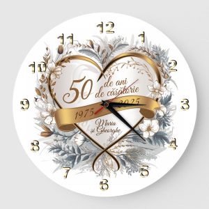 Ceas Cadou 50 ani casatorie nunta de aur inima