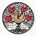 Ceas cadou familie copacul vietii cu nume pe inimi