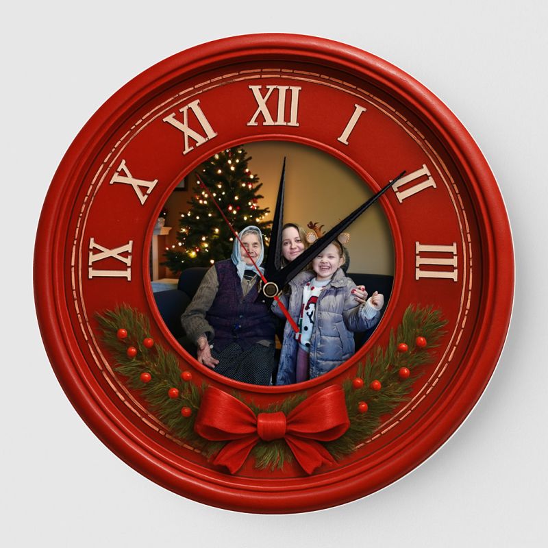 Ceas cu Poza Model Cadou Craciun rosu