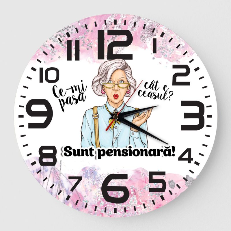 Ceas pensionara cifre mari roz