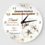 Ceas Cadou Casatorie Fericita White and Gold Flowers