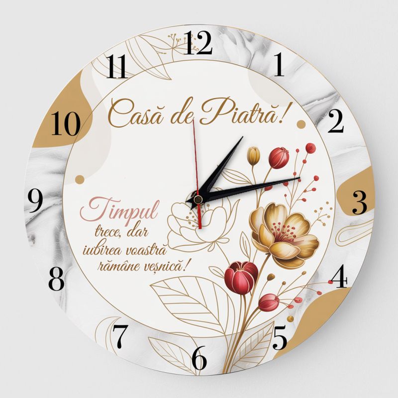 Ceas Casa de piatra gold red flowers fara nume