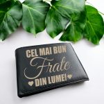 Portofel personalizat barbati gravat cel mai bun frate din lume, piele naturala