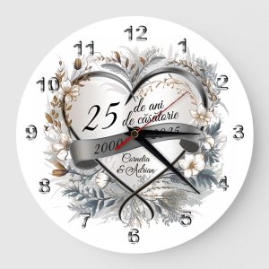 Ceas Cadou 25 ani casatorie nunta de argint inima