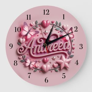 Ceas cadou cu nume fluturi si inimi roz