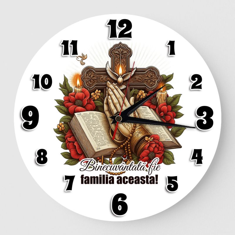 Ceas creștin religios Binecuvântată fie familia aceasta Ceas creștin religios Binecuvântată fie familia aceasta