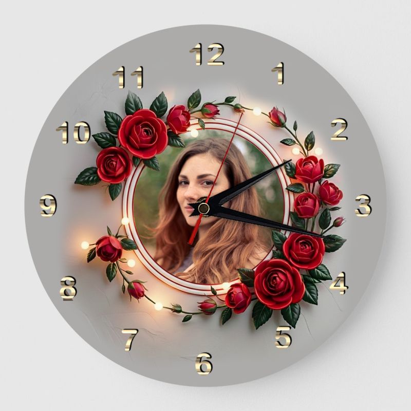 Ceas cadou cu poza trandafiri rosii Ceas cadou cu poza trandafiri rosii