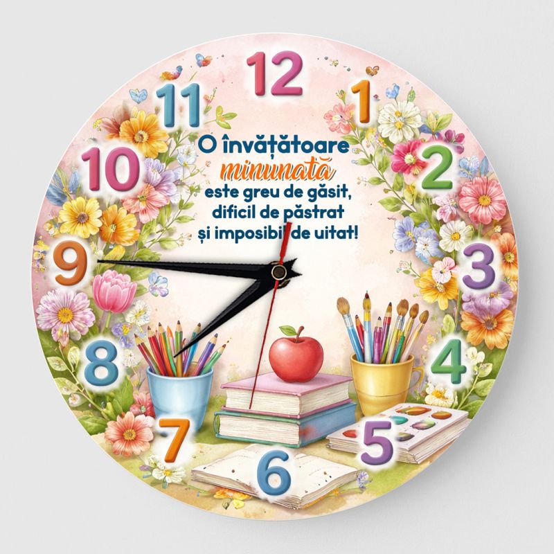 Ceas Personalizat Floral O Învățătoare minunata Ceas Personalizat Floral O Învățătoare minunata