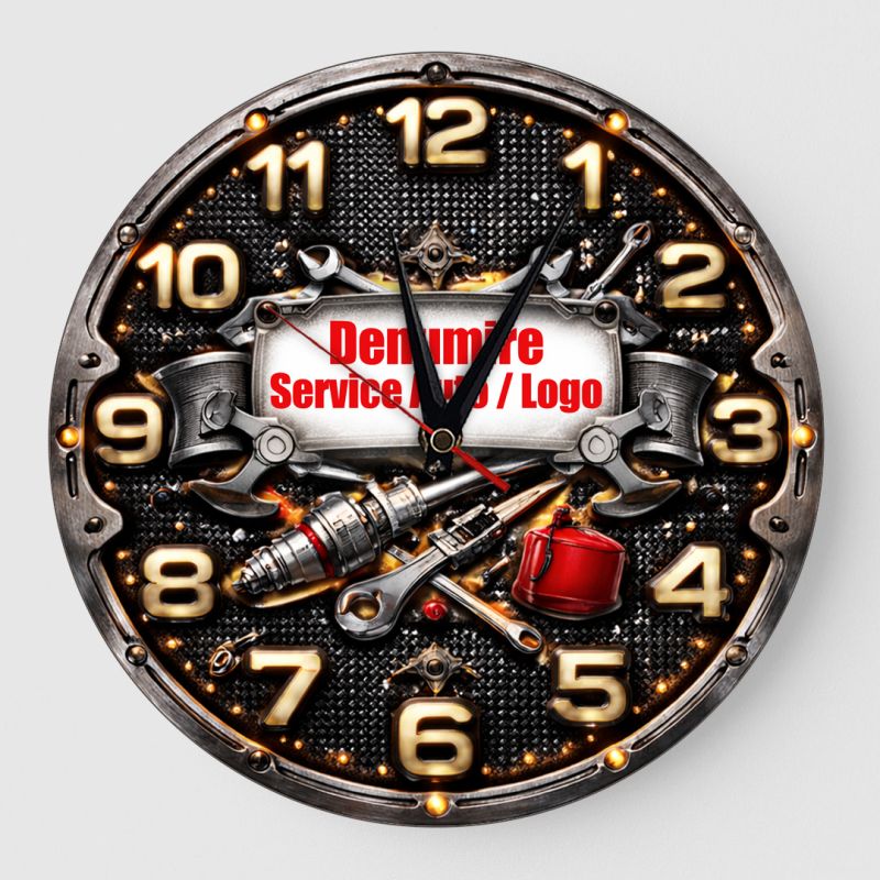 Ceas de Perete Service Auto – Design Industrial cu Piese Auto Ceas de Perete Service Auto – Design Industrial cu Piese Auto