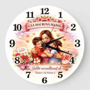 Ceas personalizat cea mai buna mama iubita neconditionat 2 copii