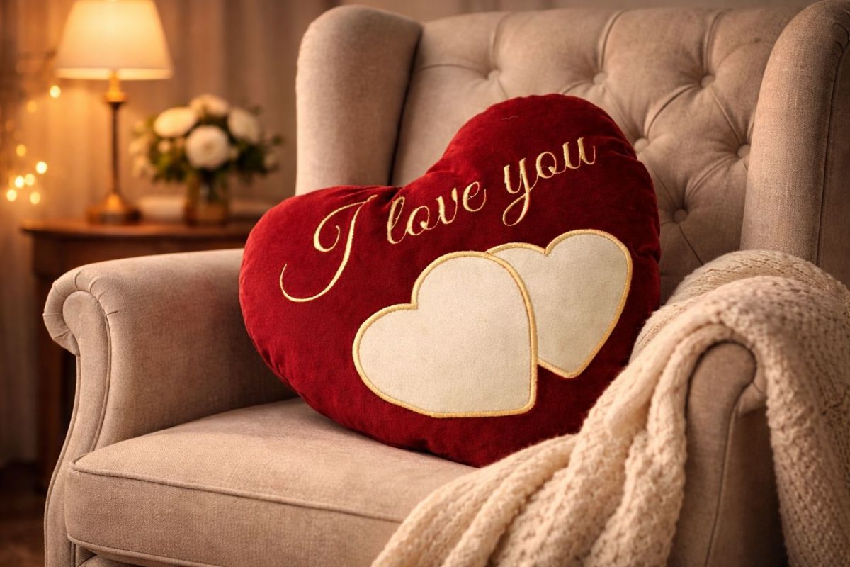 Inima Romantic Pernă personalizată inimă brodată – cadoul romantic perfect - IVI Style