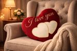Pernă personalizată inimă brodată – cadoul romantic perfect