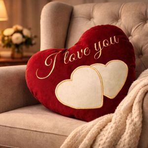 Pernă personalizată inimă brodată – cadoul romantic perfect