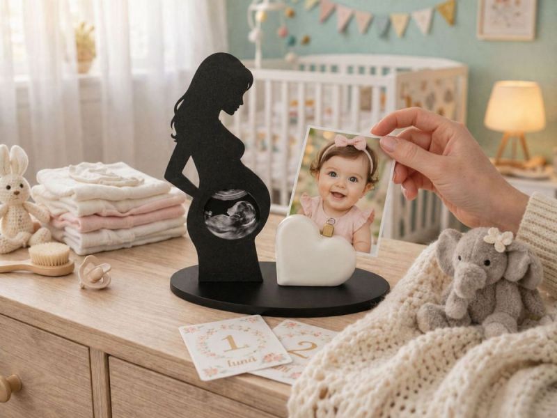 Ramă foto ecografie și poză bebe cu suport inimă – Cadou pentru gravidă, viitoare mămici Ramă foto ecografie și poză bebe cu suport inimă – Cadou pentru gravidă, viitoare mămici