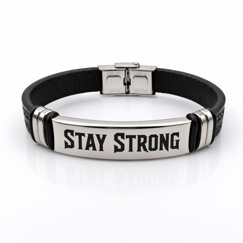 Bratara Piele Inox Stay Strong Bratara Piele Inox Stay Strong