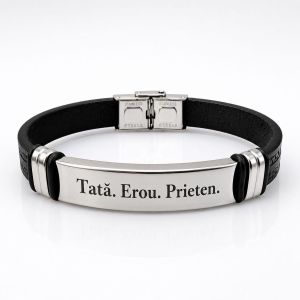 Bratara Piele Inox Tata Erou Prieten