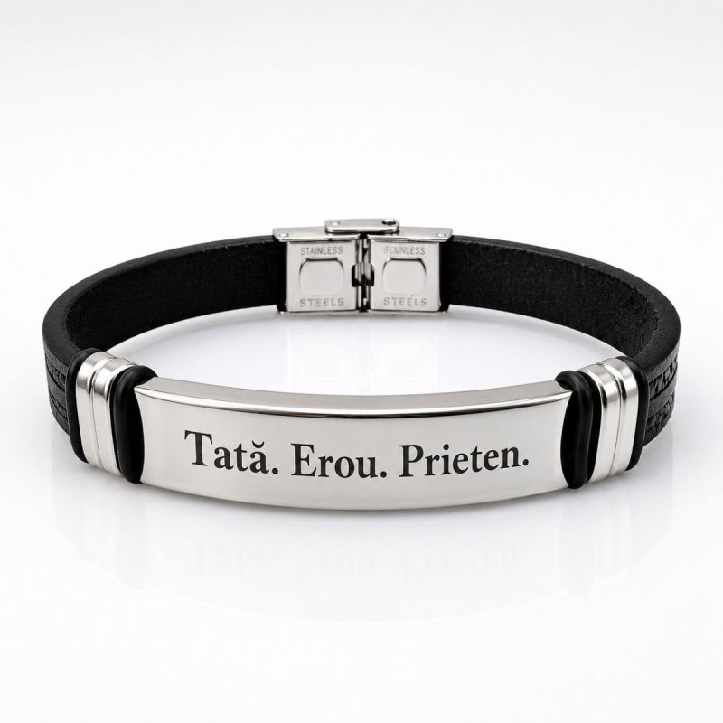 Bratara Piele Inox Tata Erou Prieten