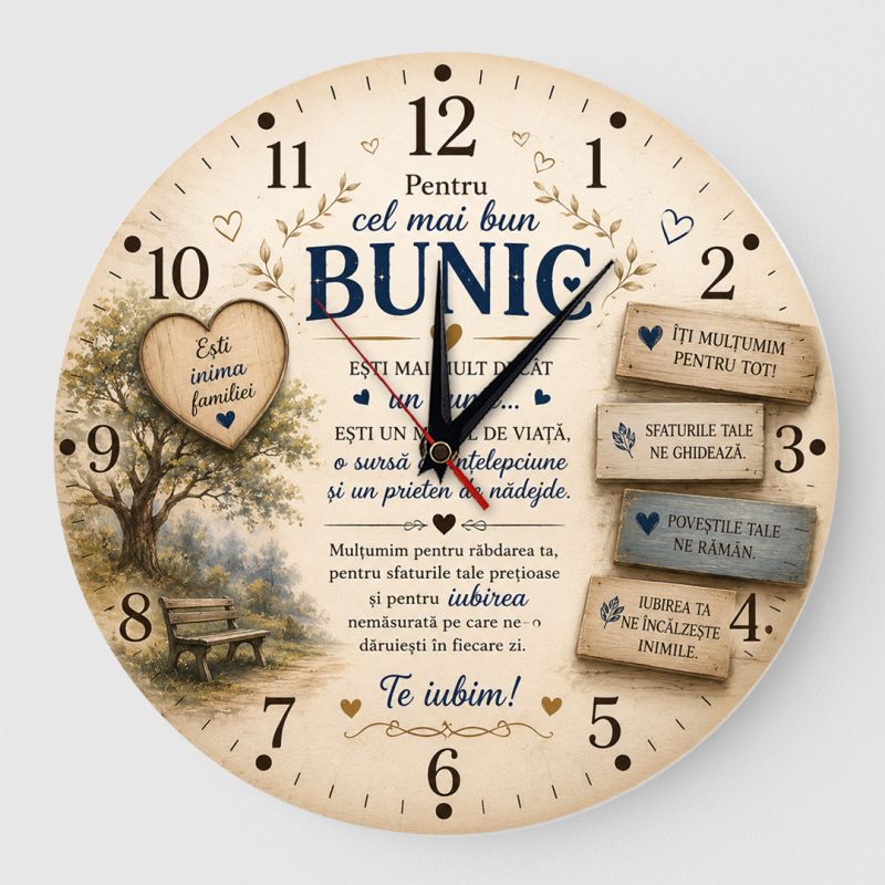 Ceas Cadou pentru cel mai bun bunic inima familiei Ceas Cadou pentru cel mai bun bunic inima familiei