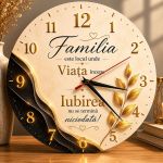 Ceas Decorativ Premium Familia – Locul unde Viața Începe | Cadou pentru Familie