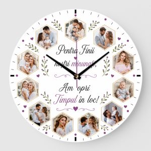 Ceas personalizat cadou pentru fini cu 12 poze