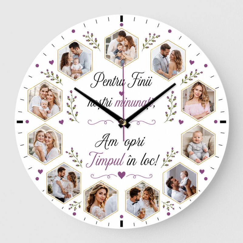 Ceas personalizat cadou pentru fini cu 12 poze. Ceas personalizat cadou pentru fini cu 12 poze