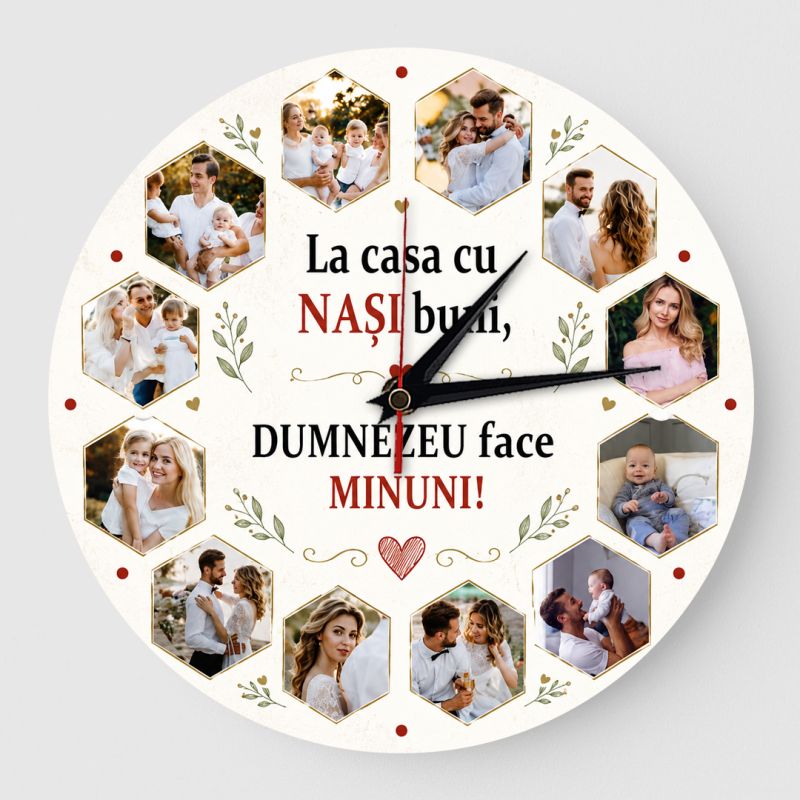 Ceas personalizat cadou pentru nasi cu 12 poze