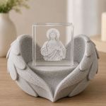Cristal 3D cu Iisus și Suport Înger