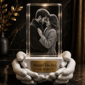 Cadou cristal gravat 3D lampa LED cu poza ta cadou vesnic
