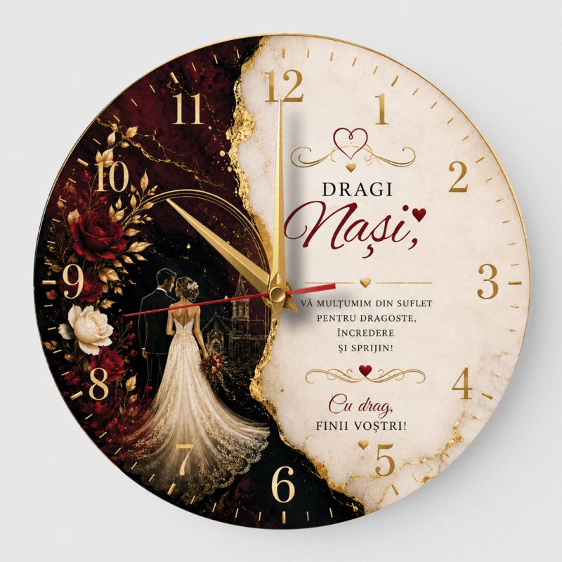 ceas cadou nasi model red gold marble