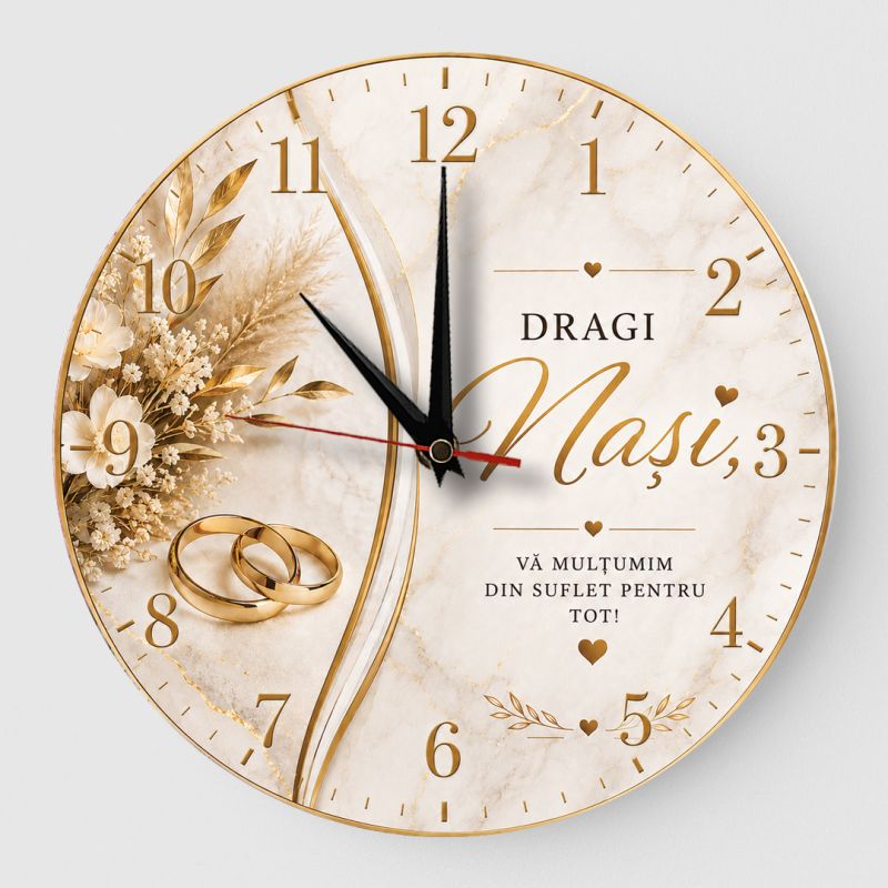ceas cadou pentru nasi v amultumim gold and white