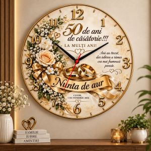 Ceas Personalizat Nunta de Aur „Ecoul Iubirii” – 50 de Ani de Căsătorie