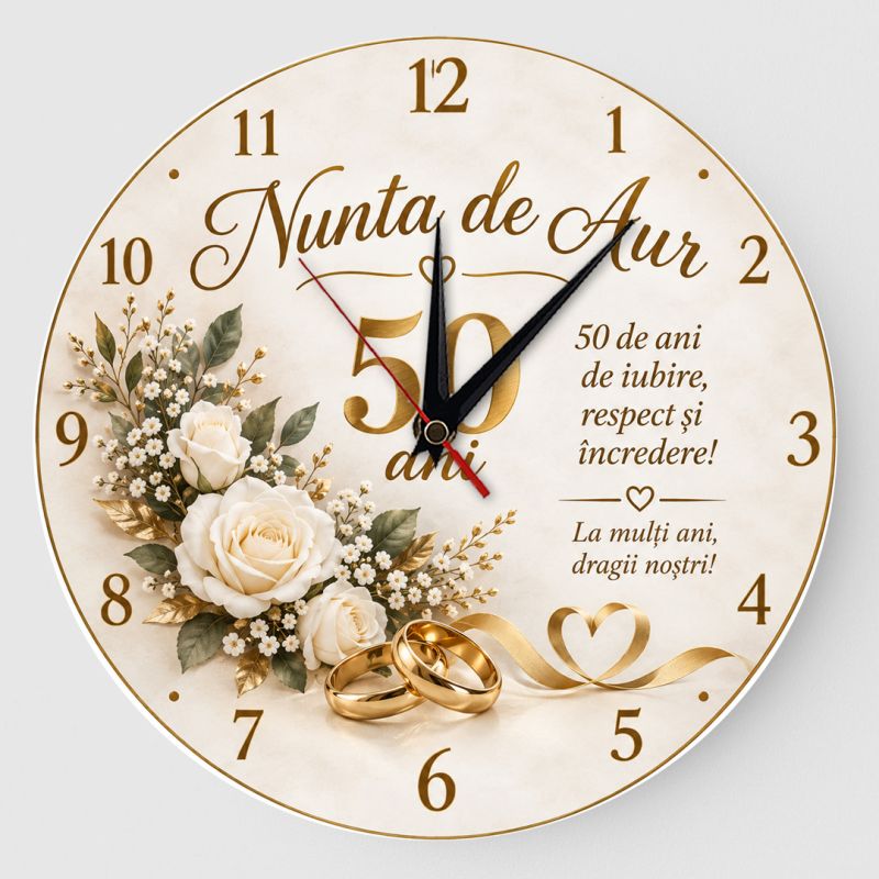 Ceas Personalizat Nunta de Aur „Legământ de Aur” – 50 de Ani de Căsătorie Ceas Personalizat Nunta de Aur „Legământ de Aur” – 50 de Ani de Căsătorie