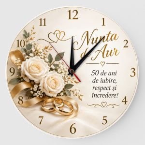 Ceas Personalizat Nunta de Aur „Rafinament de Aur” – 50 de Ani Împreună