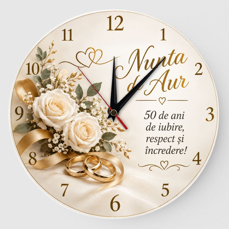 Ceas Personalizat Nunta de Aur „Rafinament de Aur” – 50 de Ani Împreună