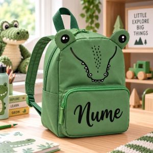 Ghiozdan Personalizat cu Nume pentru Copii – Crocodil