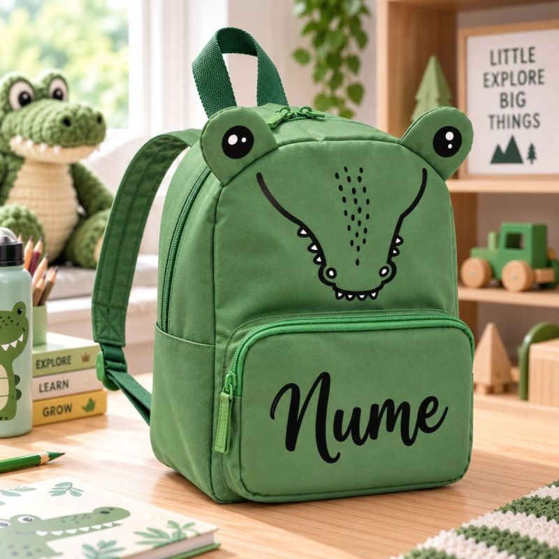 Ghiozdan Personalizat cu Nume pentru Copii – Crocodil