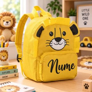 Ghiozdan Personalizat cu Nume pentru Copii – Leu