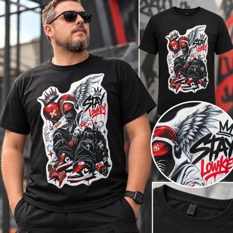Tricou Negru Personalizat Stay Lowkey Tricou Negru Personalizat Stay Lowkey