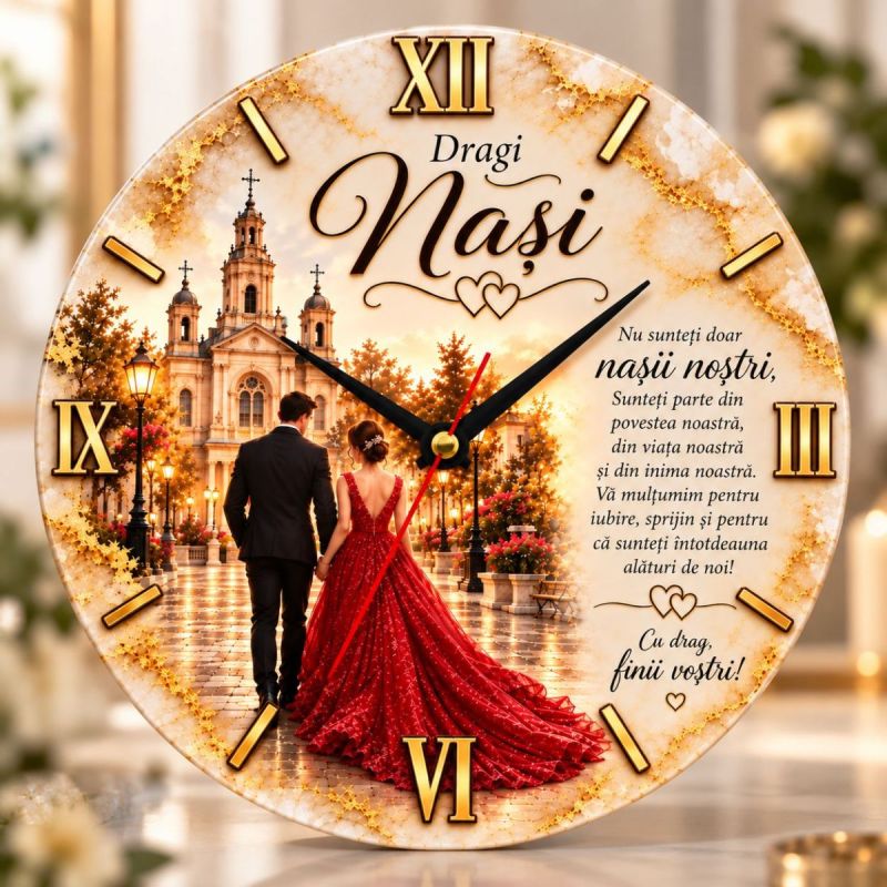 Ceas de Perete Cadou pentru Nași – Povestea Noastră, Marmură Aurie Model 01 2026 Ceas de Perete Cadou pentru Nași – Povestea Noastră, Marmură Aurie Model 01 2026