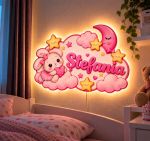 Lampă de Veghe LED Personalizată Baby Dream – Iepuras pe Norișor