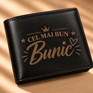 Portofel Personalizat Cadou pentru Bunic – Cel Mai Bun Bunic, Piele Naturală