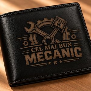 Portofel Personalizat Cadou pentru mecanic – Cel Mai Bun mecanic , Piele Naturală