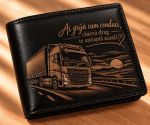 Portofel Personalizat Cadou pentru șofer tir Ai grijă cum conduci, Piele Naturală